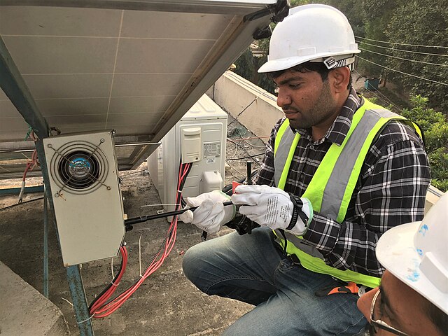 Team completing an installation